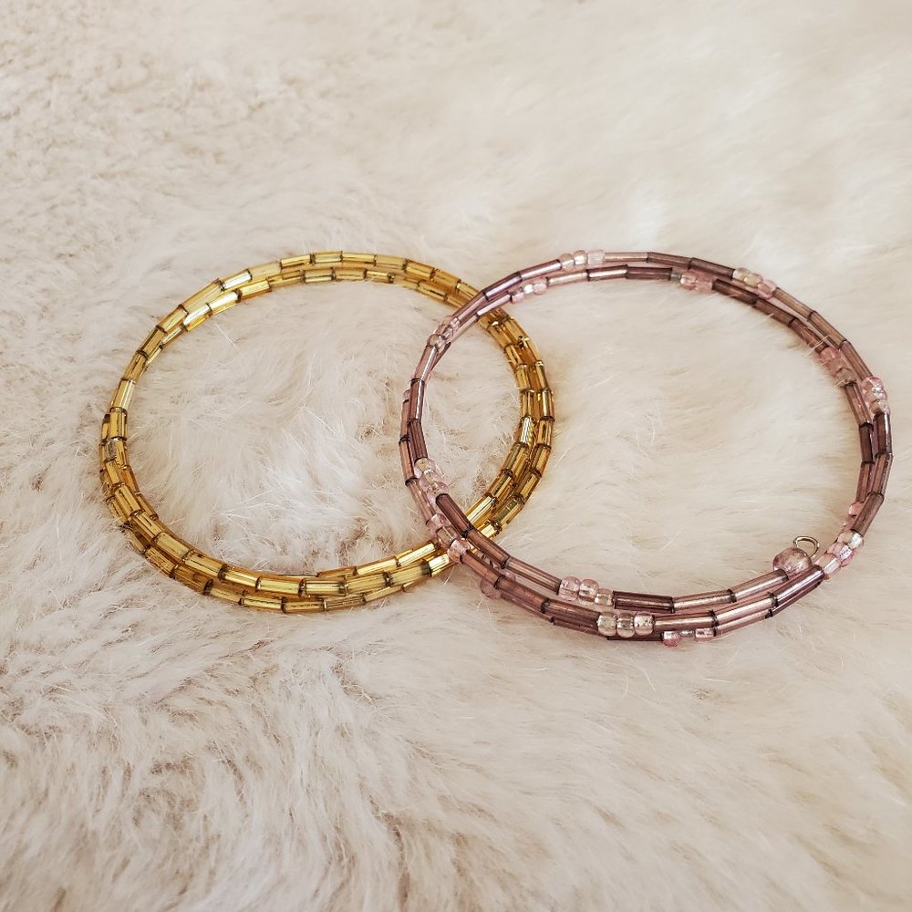 2 Wrap, Bugle Bead Bracelets